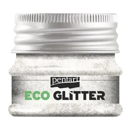 Sclipici natural Eco Glitter Pentart argintiu 15 g, textura extra fina