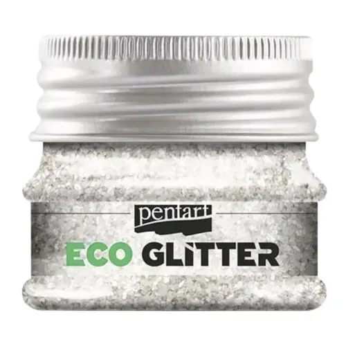 Sclipici natural Eco Glitter Pentart argintiu 15 g, textura fina