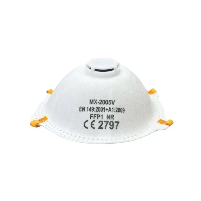 Semimasca pentru protectie respiratorie FFP1, cu supapa 17V, polipropilena, alba, 2 buc / set