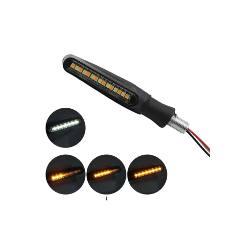 Semnalizare moto 12V cu functie de lumina de zi alba si semnalizare galbena — imaginea 2