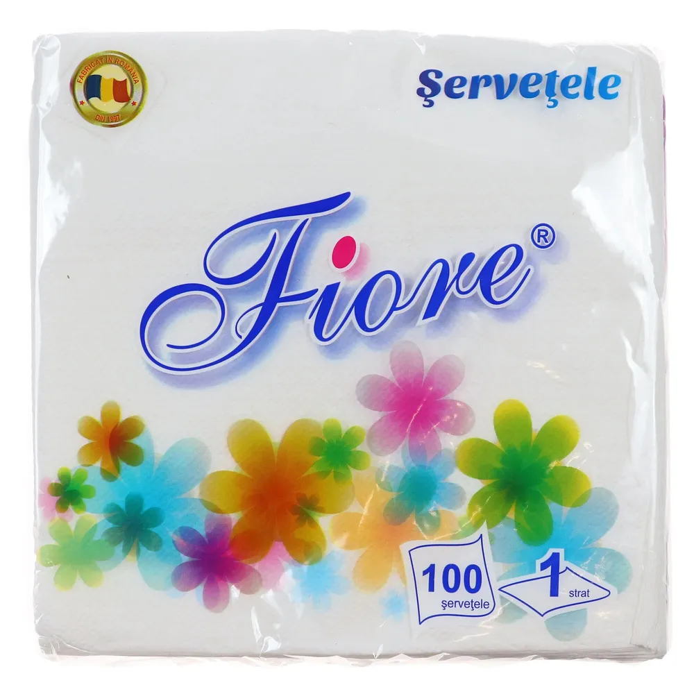 Servetele de masa Fiore, alb, 1 strat, 33 x 33 cm, 100 buc / pachet