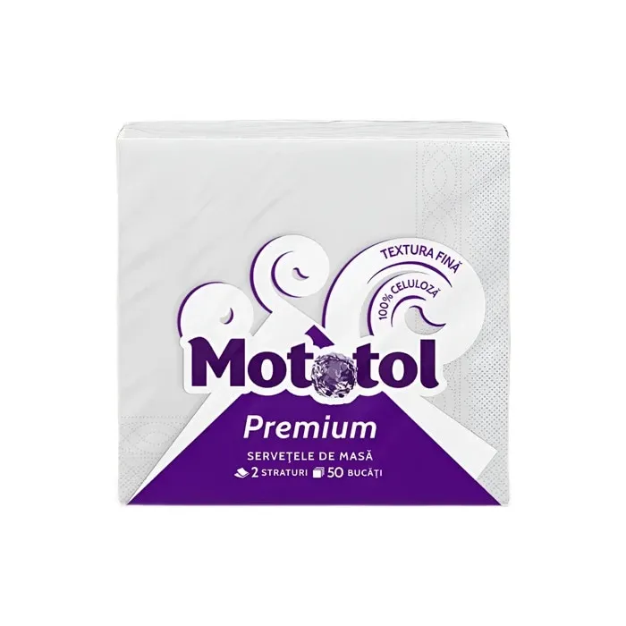 Servetele de masa Mototol Daily, alb, 2 straturi, 33 x 33 cm, 50 buc /pachet