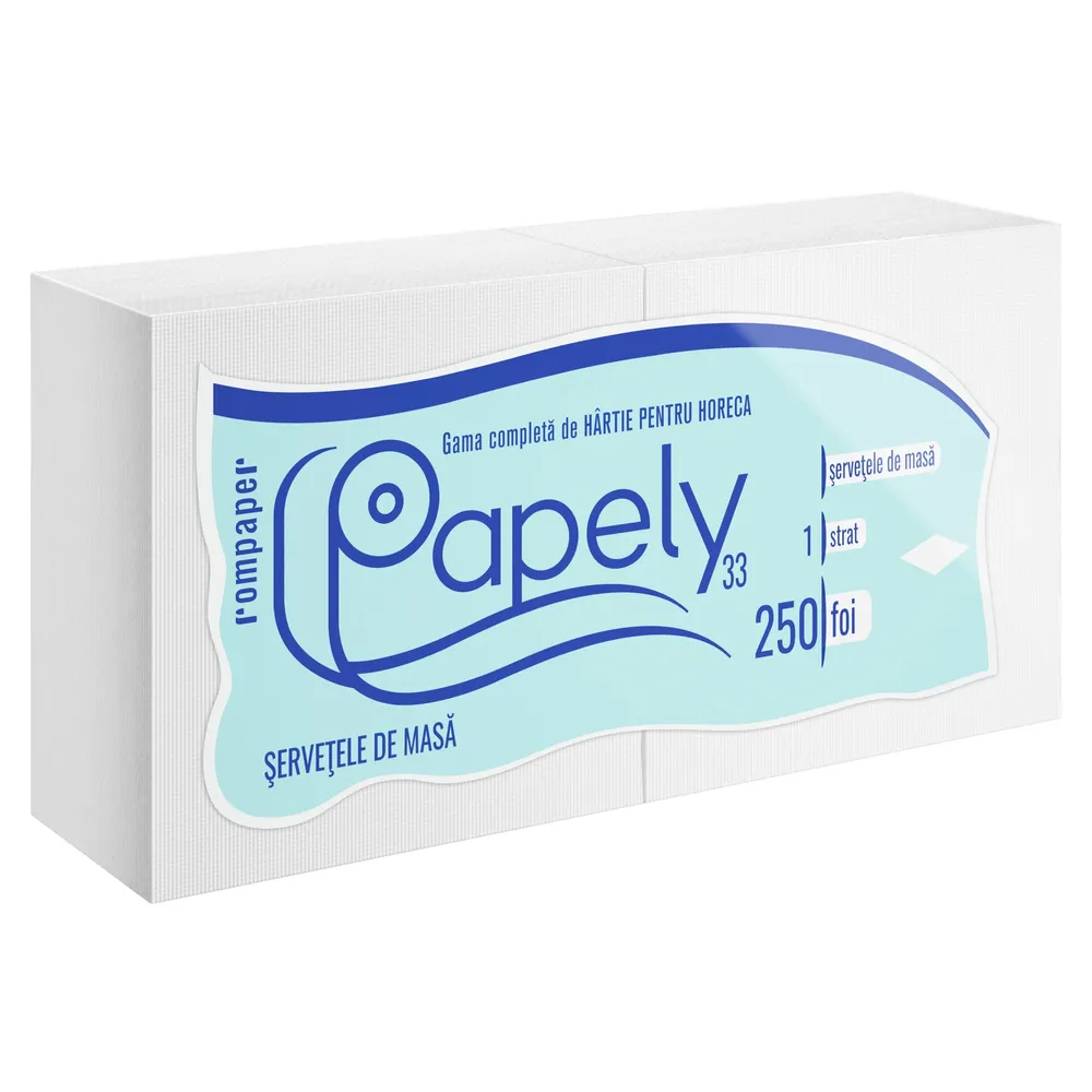 Servetele de masa Papely, alb, 1 strat, 33 x 33 cm, 250 buc / pachet