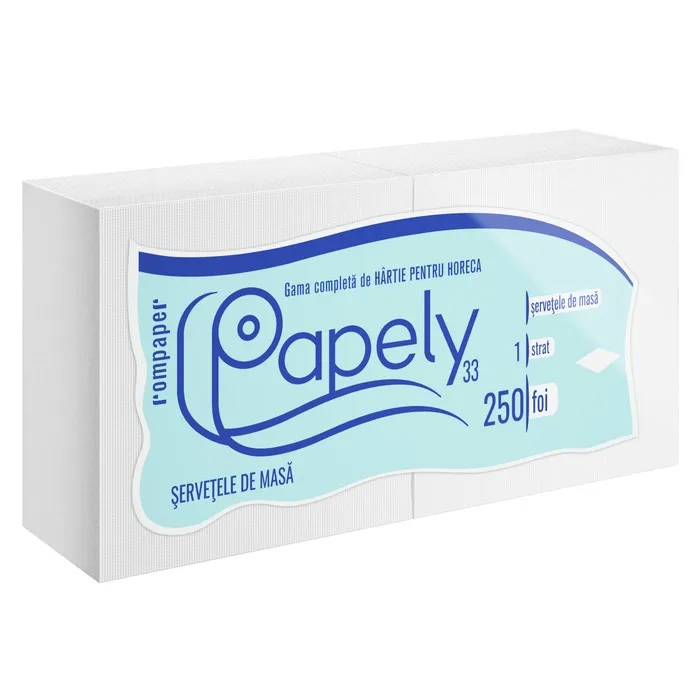 Servetele de masa Papely, alb, 1 strat, 33 x 33 cm, 250 buc / pachet