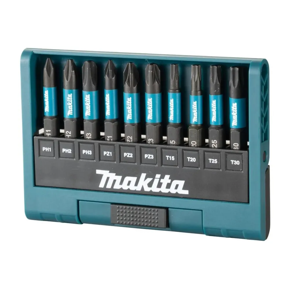 Set 10 biti de impact pentru insurubare, Makita E-12011, profil Phillips / Pozidriv / Torx, 50 mm