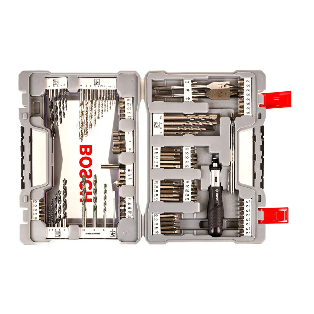 Set 100 burghie, biti si accesorii lemn, metal, zidarie, Bosch