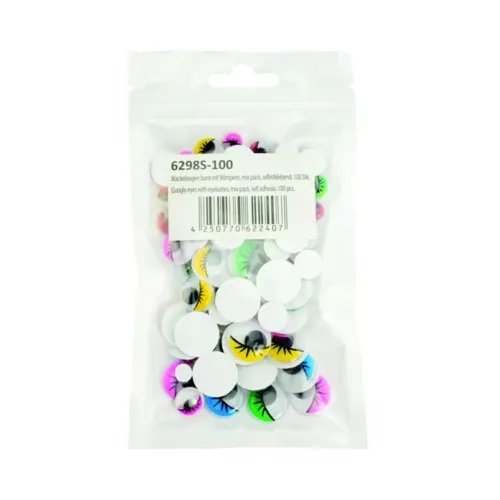 Set 100 ochi mobili colorati 6-15 mm, albastru/galben/rosu/roz/verde, plastic