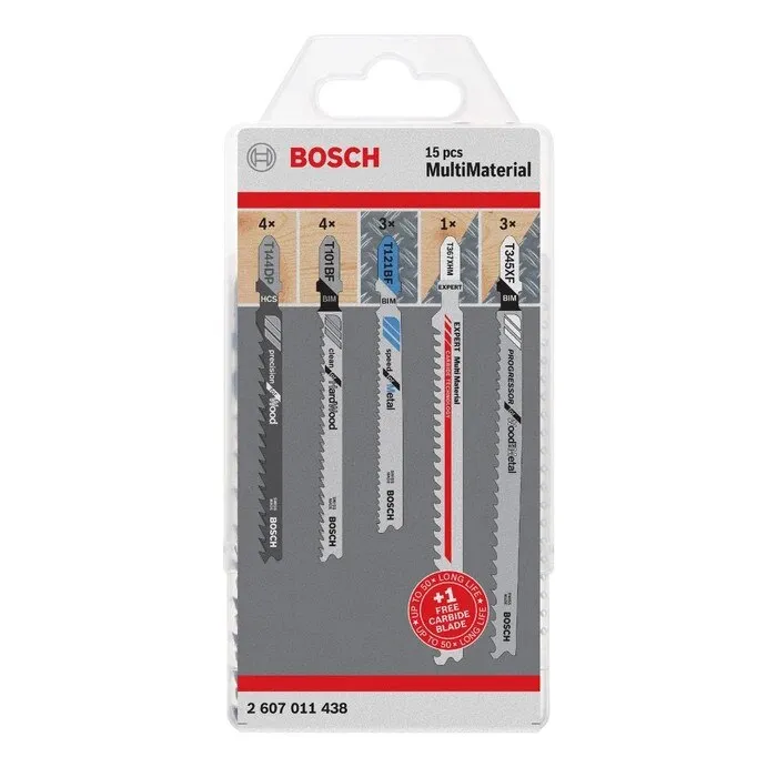 Set 15 panze fierastrau vertical, pentru lemn / metale / plastic / PAL, Bosch MultiMaterial 2607011438