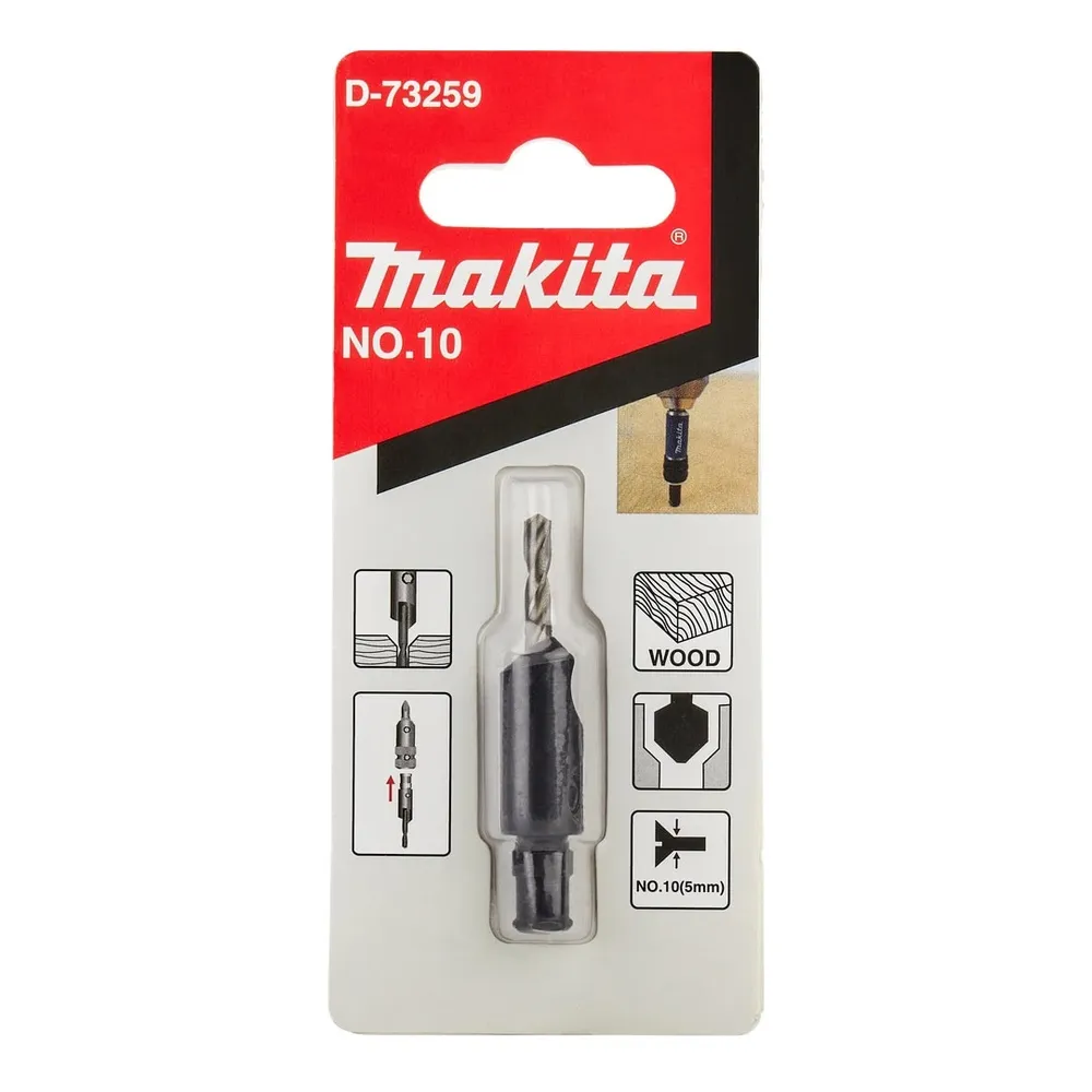 Set 2 accesorii pentru gaurire lemn, Makita, burghiu 3.2 mm, zencuitor M5, 3 bucati
