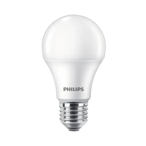 Set 2 becuri LED Philips E27 10W 1055 lumeni, glob mat A60, lumina calda