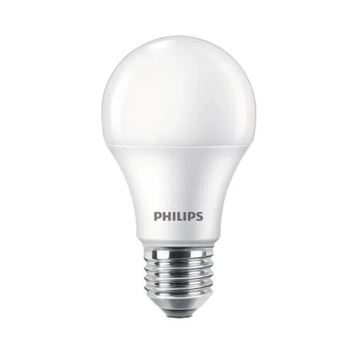 Set 2 becuri LED Philips E27 8W 806 lumeni, glob mat A60, lumina calda