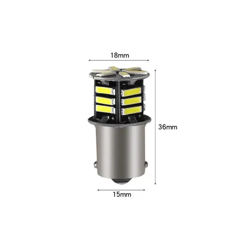 Set 2 becuri o faza T.V. BA15S 21SMD 12V 300 lumen lumina alba — imaginea 3