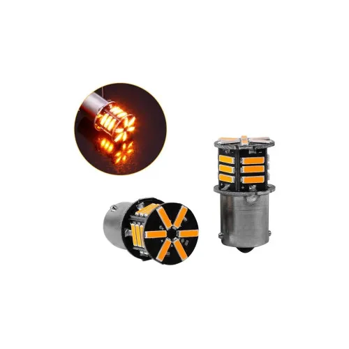 Set 2 becuri o faza T.V. BA15S 21SMD 12V 300 lumen lumina galbena — imaginea 4
