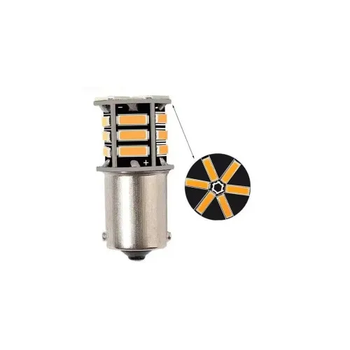 Set 2 becuri o faza T.V. BA15S 21SMD 12V 300 lumen lumina galbena — imaginea 3