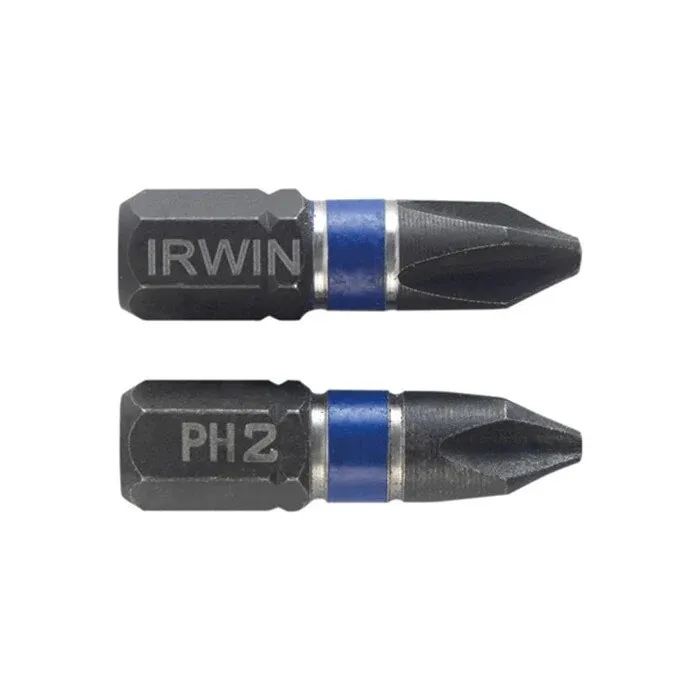 Set 2 biti de impact pentru insurubare, Irwin 1923289, profil Phillips, PH 2, 25 mm