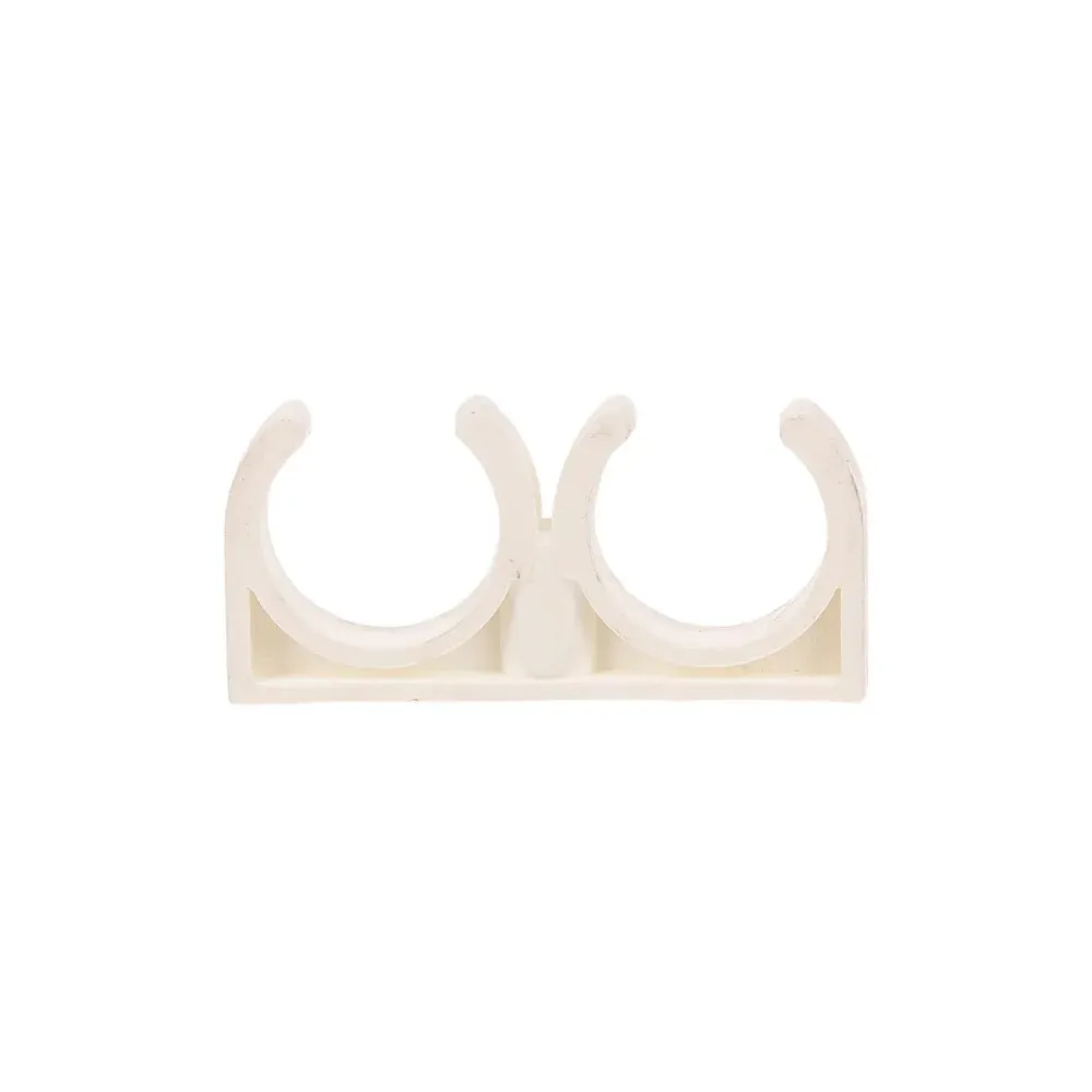 Set 2 cleme fixare duble, plastic, 22 mm, alb