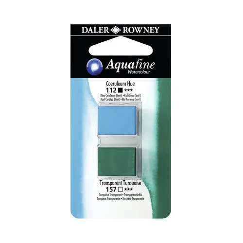 Set 2 godete acuarela Aquafine Coeruleum Hue & Transparent Turquoise