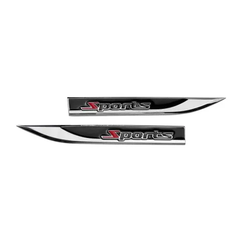Set 2 ornamente metalice auto Sports crom cu negru