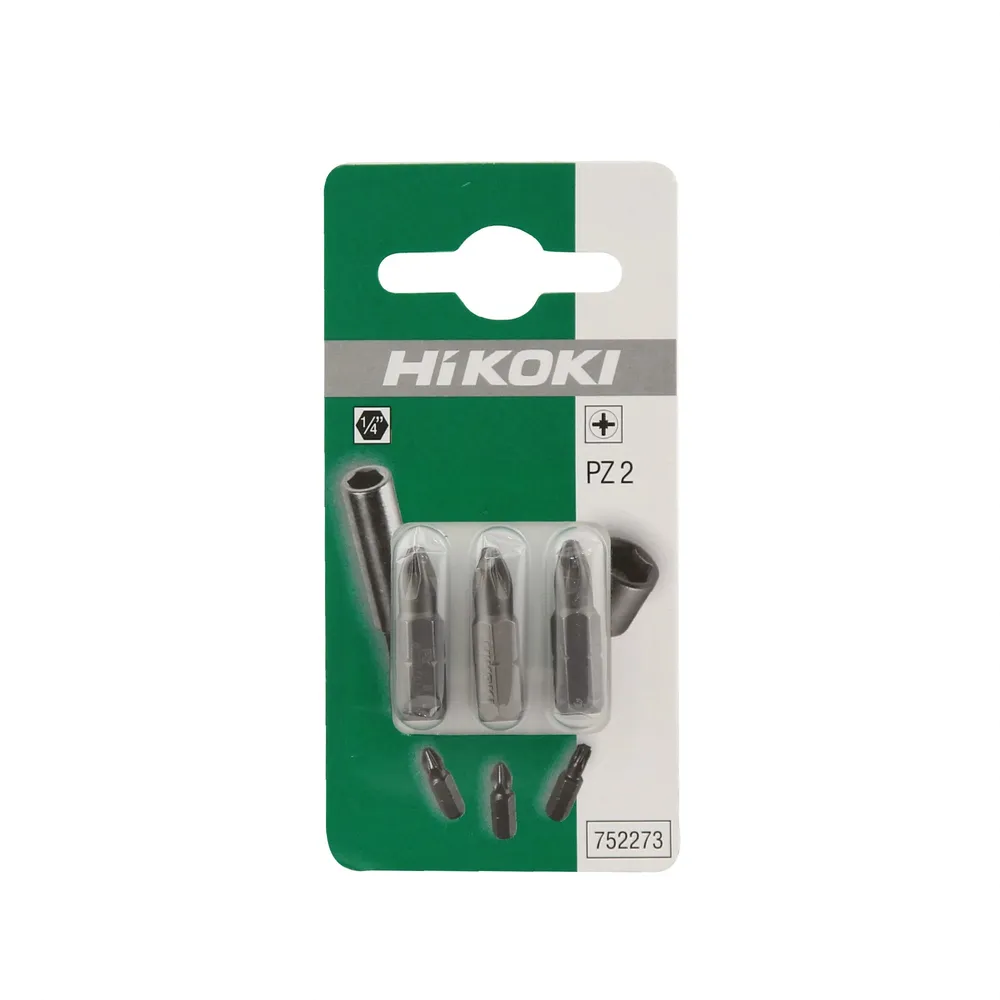 Set 3 biti de insurubat, HiKOKI, profil Pozidriv PZ2, 25 mm