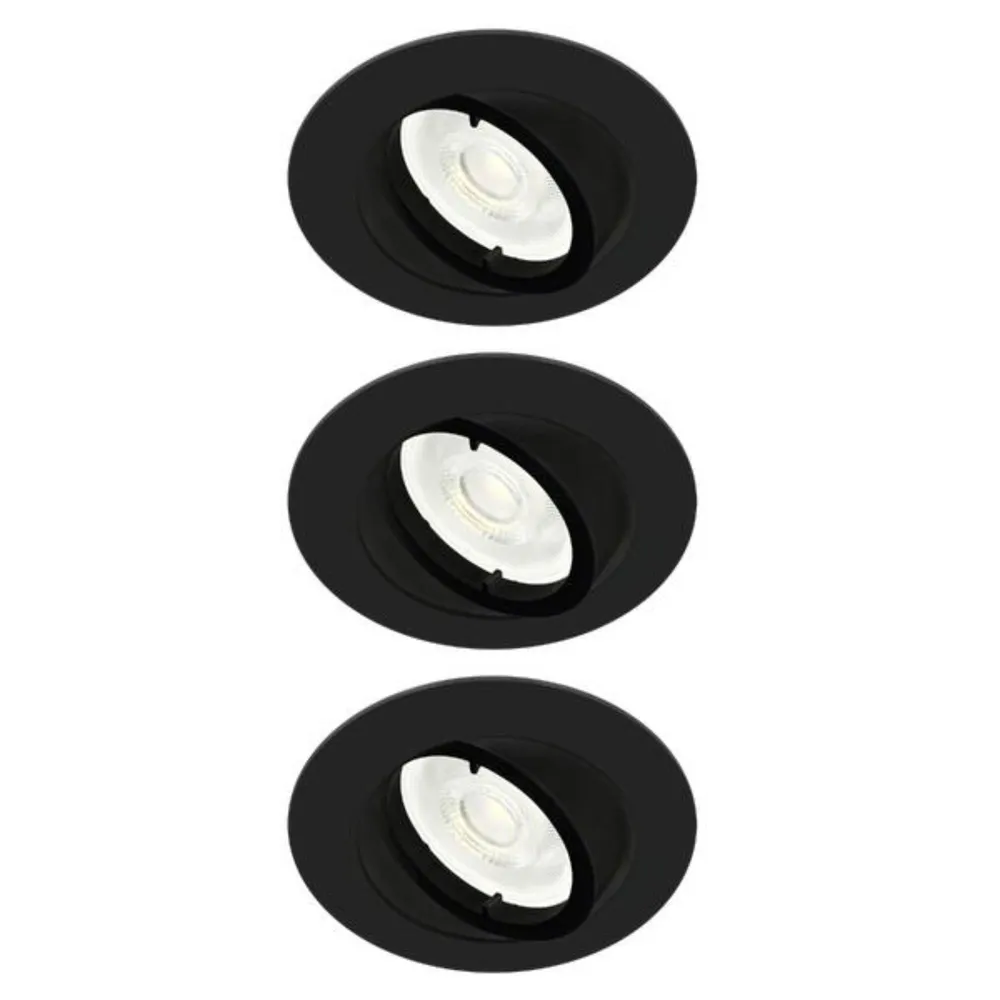 Set 3 spoturi LED incastrate Bama, orientabil, GU10, 600 lm, lumina neutra, negru