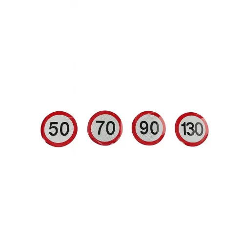 Set 4 abtibilde reflectorizante limita viteza 50-70-90-130 diametru 11.5 cm