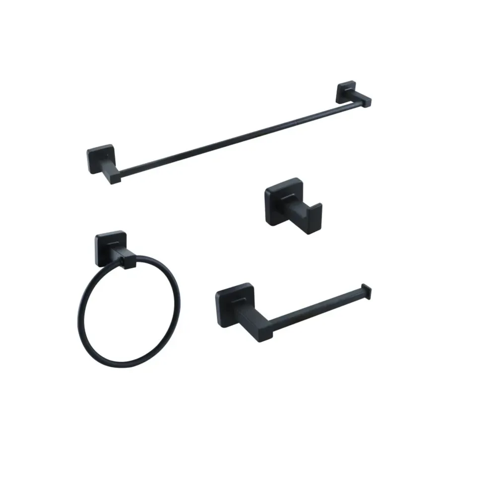 Set 4 accesorii baie Kadda, AKX304, negru mat