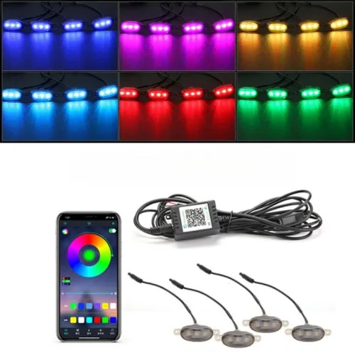 Set 4 lampi cu LED RGB grila masca control prin aplicatie telefon,diverse jocuri de lumini sau lumina continua. — imaginea 2