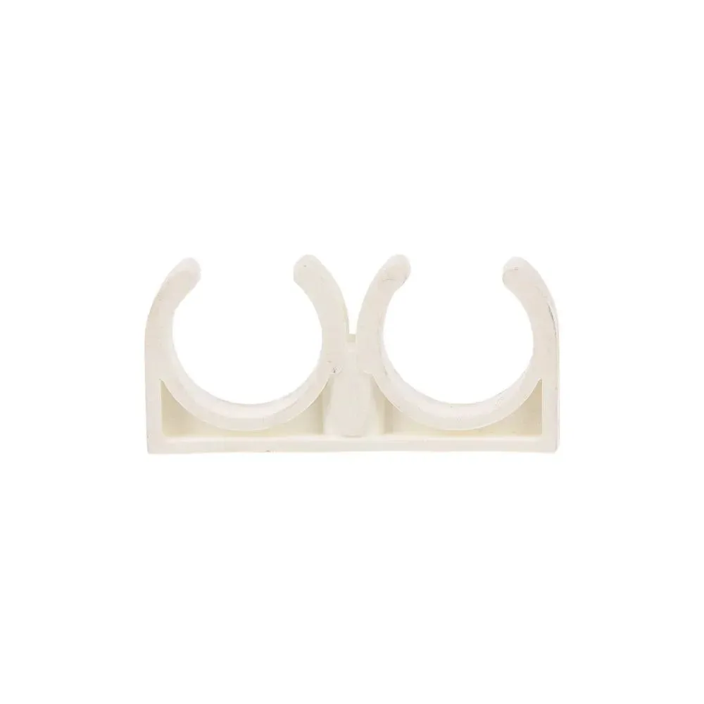Set 5 cleme fixare dubla, plastic, 15mm, alb