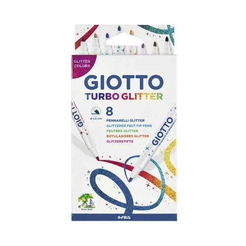 Set 8 carioci cu sclipici Giotto Turbo Glitter