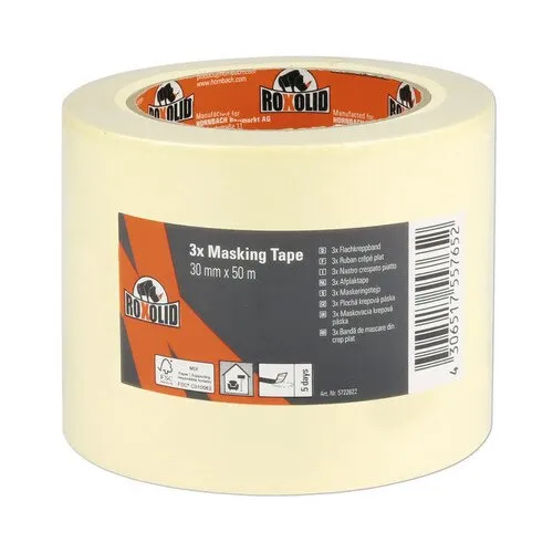 Set banda adeziva ROXOLID, fin creponata, bej, 3x30mm x 50m