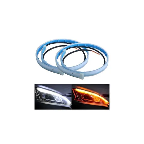 Set banda DRL LED lumina alba si semnalizare dinamica galbena 60cm 12V — imaginea 2