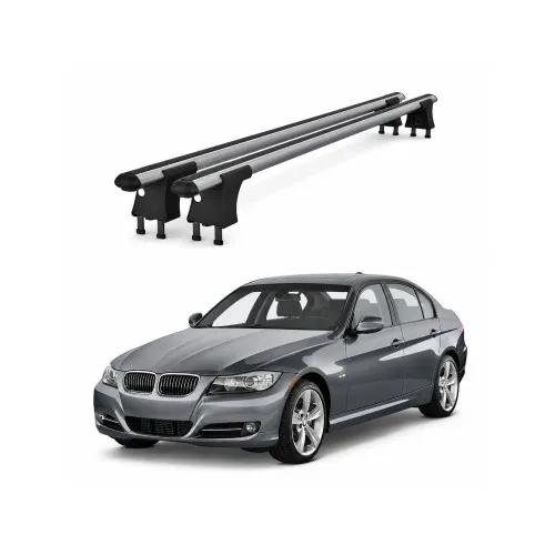 Set bare transversale aluminiu cu prindere in puncte fixe compatibile BMW Seria 3 E90 2005-2012 negre sau argintii Kit 201
