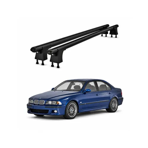 Set bare transversale aluminiu cu prindere in puncte fixe compatibile BMW Seria 5 E39 1995-2003 negre sau argintii Kit 201 — imaginea 2