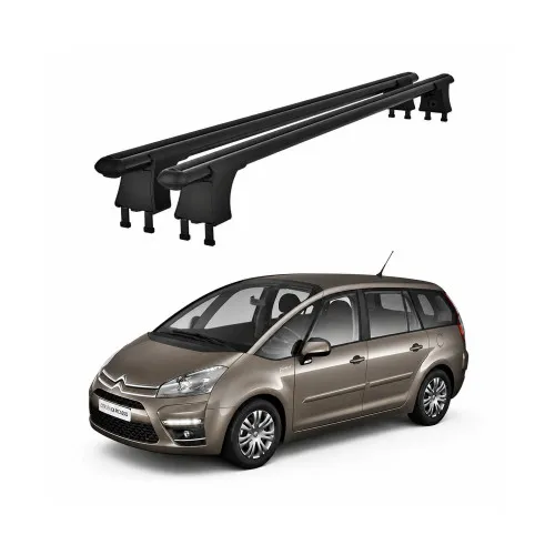 Set bare transversale aluminiu cu prindere in puncte fixe compatibile Citroen C4 Picasso Mk1 2006-2013 negre sau argintii Kit 201 — imaginea 2
