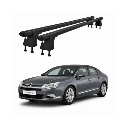 Set bare transversale aluminiu cu prindere in puncte fixe compatibile Citroen C5 Mk2 2007-2017 negre sau argintii Kit 201 — imaginea 2