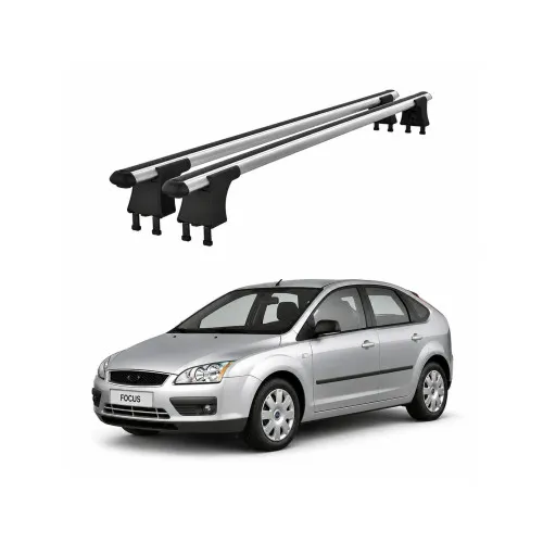 Set bare transversale aluminiu cu prindere in puncte fixe compatibile Ford Focus II 2004-2011 negre sau argintii Kit 201