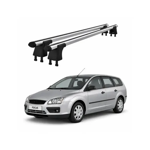 Set bare transversale aluminiu cu prindere in puncte fixe compatibile Ford Focus II Combi 2004-2011 negre sau argintii Kit 201
