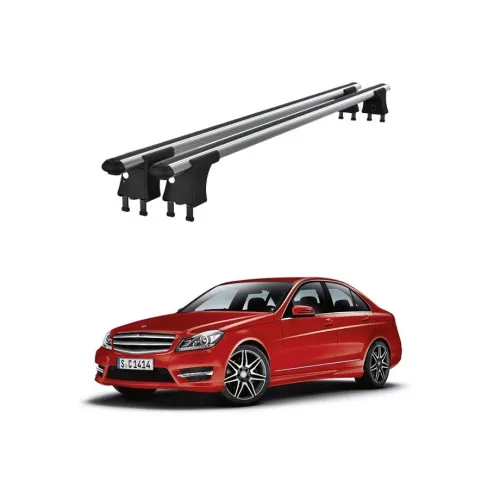 Set bare transversale aluminiu cu prindere in puncte fixe compatibile Mercedes Clasa C W204 2007-2013 negre sau argintii Kit 203