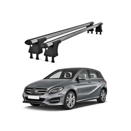 Set bare transversale aluminiu cu prindere in puncte fixe compatibile Mercedes Clasa B W246 2011-2018 negre sau argintii Kit 204