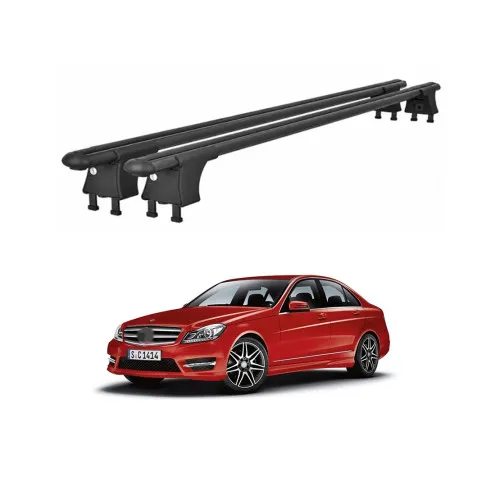 Set bare transversale aluminiu cu prindere in puncte fixe compatibile Mercedes Clasa C W204 2007-2013 negre sau argintii Kit 203 — imaginea 2