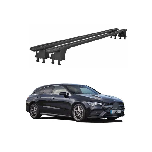 Set bare transversale aluminiu cu prindere in puncte fixe compatibile Mercedes CLA X117 2015-2019 negre sau argintii Kit 204 — imaginea 2