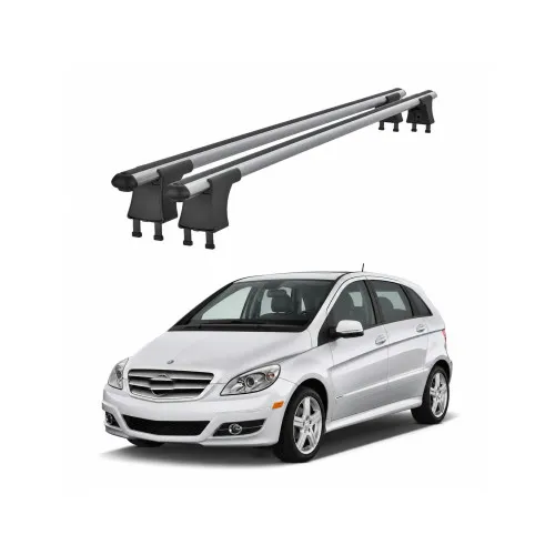 Set bare transversale aluminiu cu prindere in puncte fixe compatibile Mercedes Clasa B W245 2005-2011 negre sau argintii Kit 202