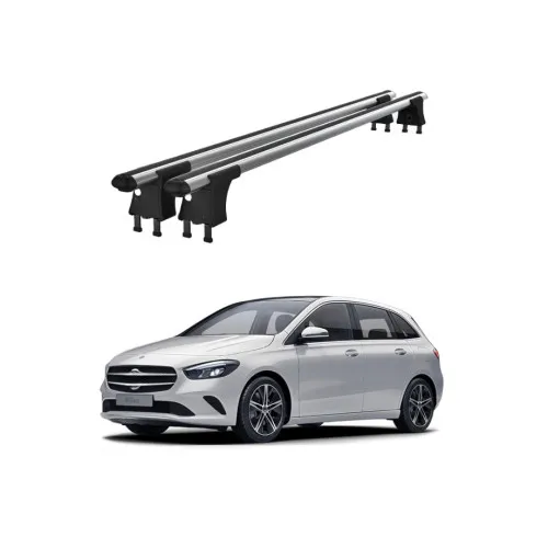 Set bare transversale aluminiu cu prindere in puncte fixe compatibile Mercedes Clasa B W247 2018-> negre sau argintii Kit 204