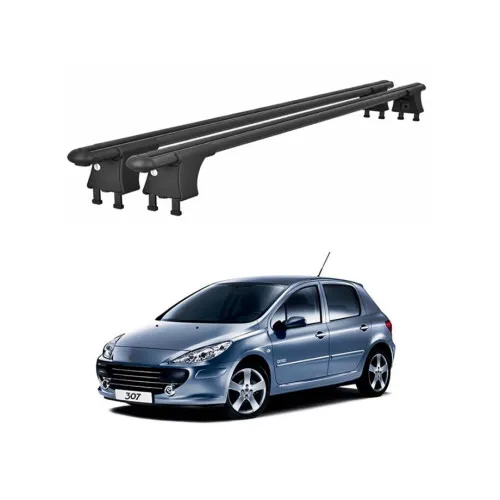 Set bare transversale aluminiu cu prindere in puncte fixe compatibile Peugeot 307 2001-2009 negre sau argintii Kit 202 — imaginea 2