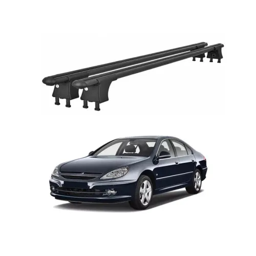 Set bare transversale aluminiu cu prindere in puncte fixe compatibile Peugeot 607 2000-2005 negre sau argintii Kit 202 — imaginea 2