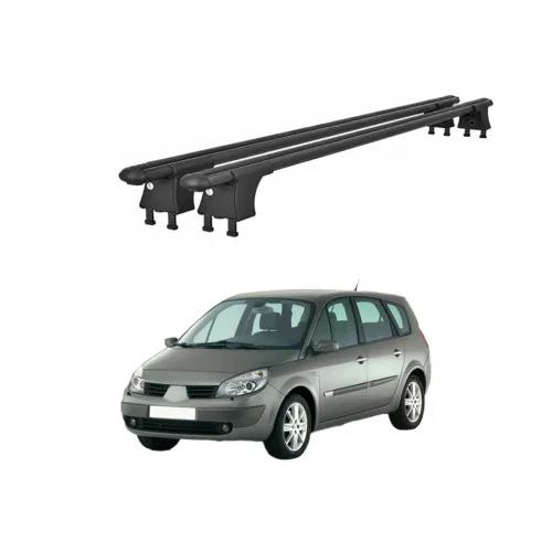 Set bare transversale aluminiu cu prindere in puncte fixe compatibile Renault Grand Scenic II 2003-2008 negre sau argintii Kit 201 — imaginea 2