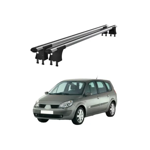 Set bare transversale aluminiu cu prindere in puncte fixe compatibile Renault Grand Scenic II 2003-2008 negre sau argintii Kit 201