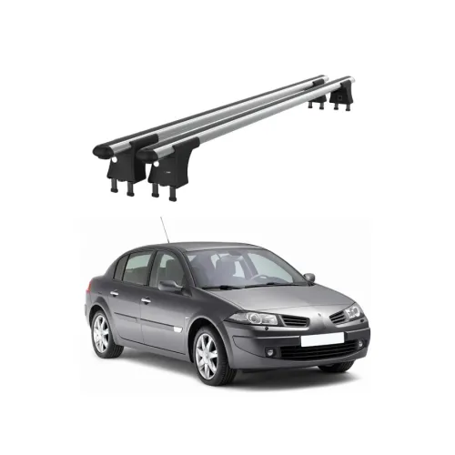 Set bare transversale aluminiu cu prindere in puncte fixe compatibile Renault Megane II 2002-2010 negre sau argintii Kit 201