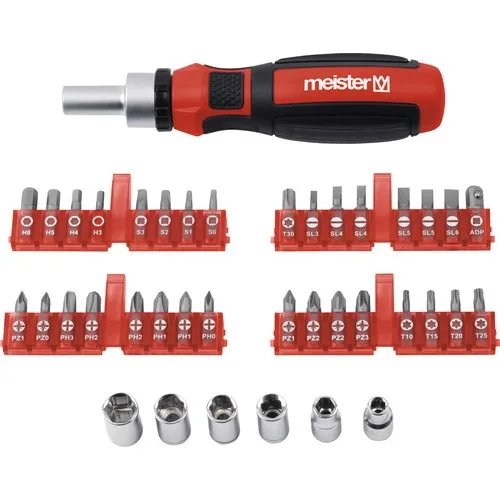 Set biti si chei tubulare Meister, 39 piese, 1/4", multicolor