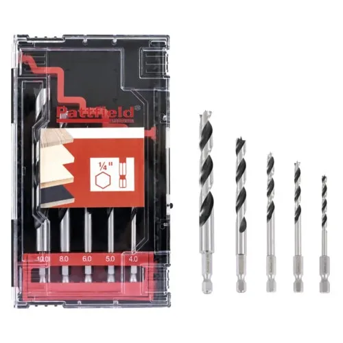 Set burghie hexagonale pentru lemn Pattfield 4-10mm, 5 piese